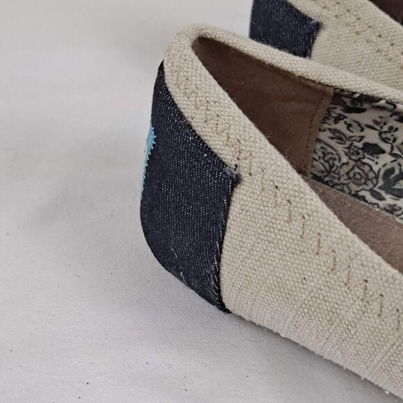 Toms Size 6 Alessandra Two Tone Ballet Flat Burlap Beige Black Lightweight - Picture 7 of 14